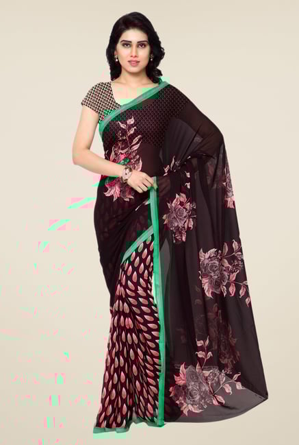 Shonaya Brown Floral Print Georgette Saree Shonaya Brown Floral Print Georgette Saree