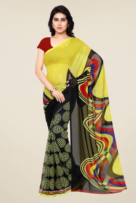 Shonaya Black & Yellow Printed Georgette Saree Shonaya Black & Yellow Printed Georgette Saree