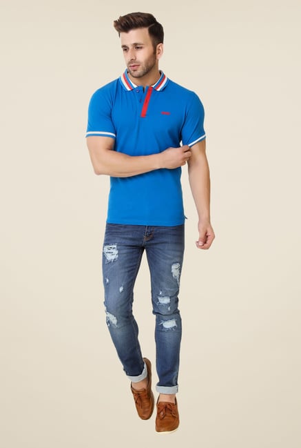 Spunk Blue Taping Polo T-shirt Spunk Blue Taping Polo T-shirt