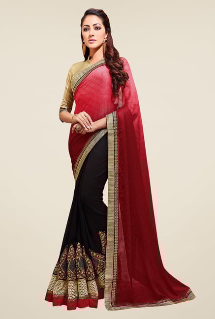 Shonaya Black & Red Embroidered Saree Shonaya Black & Red Embroidered Saree