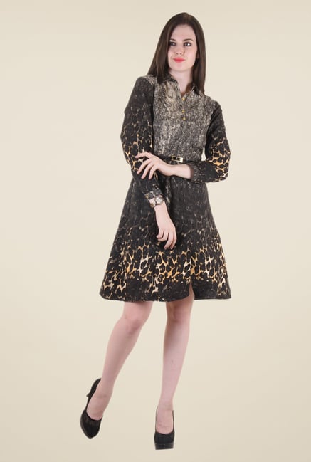 Hotberries Black Printed Dress Hotberries Black Printed Dress
