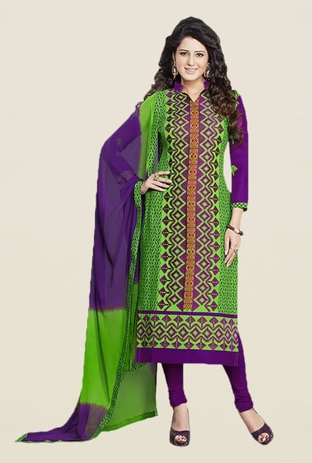 Ishin Green & Purple Embroidered Unstitched Dress Material Ishin Green & Purple Embroidered Unstitched Dress Material