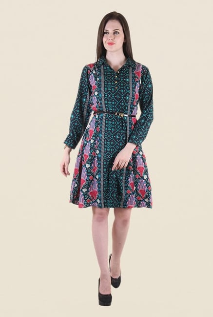 Hotberries Green & Black Printed Dress Hotberries Green & Black Printed Dress