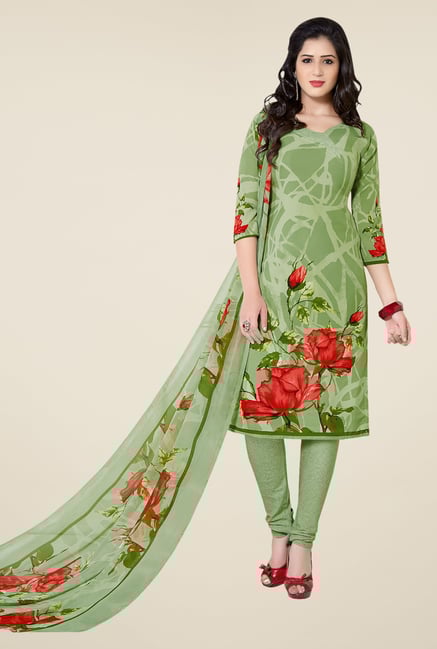 Ishin Green Printed Unstitched Dress Material Ishin Green Printed Unstitched Dress Material