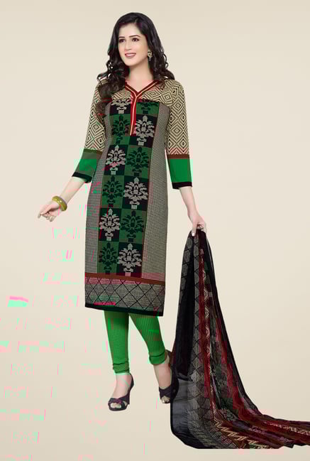 Ishin Multicolor & Green Printed Unstitched Dress Material Ishin Multicolor & Green Printed Unstitched Dress Material