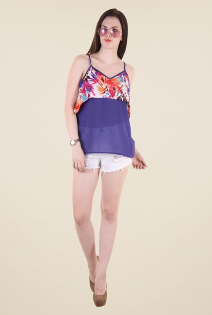 Hotberries Blue Printed Top Hotberries Blue Printed Top