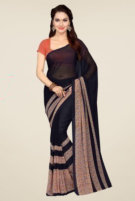 Ishin Black Faux Georgette Printed Saree Ishin Black Faux Georgette Printed Saree