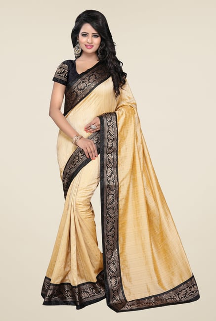 Ishin Beige Banarsi Silk Printed Saree Ishin Beige Banarsi Silk Printed Saree