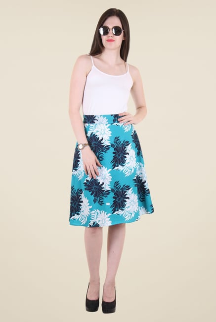 Hotberries Blue Floral Print Skirt Hotberries Blue Floral Print Skirt
