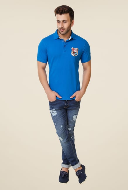 Spunk Blue Fl Polo T-shirt Spunk Blue Fl Polo T-shirt