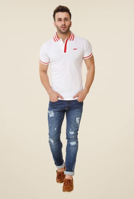 Spunk White Taping Polo T-shirt Spunk White Taping Polo T-shirt