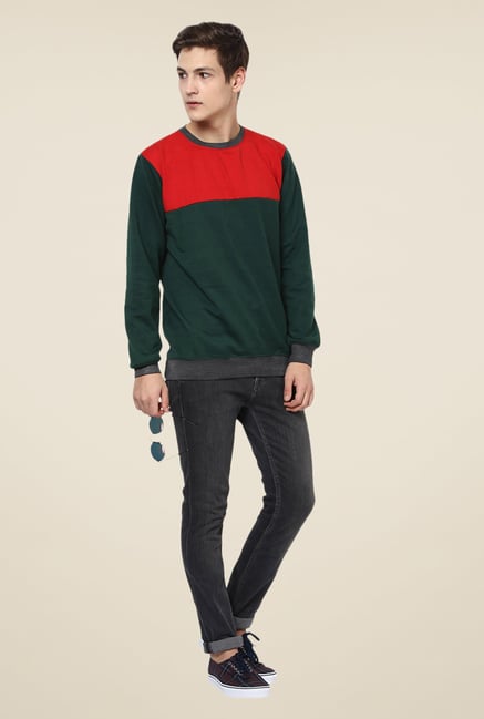 Yepme Green & Red Darvin Sweatshirt Yepme Green & Red Darvin Sweatshirt