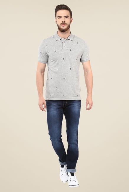 celio* Grey Embroidered Polo T Shirt celio* Grey Embroidered Polo T Shirt