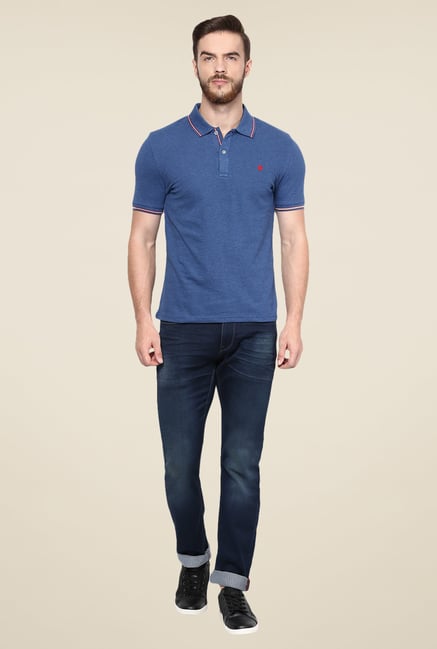 celio* Indigo Solid Polo T Shirt celio* Indigo Solid Polo T Shirt
