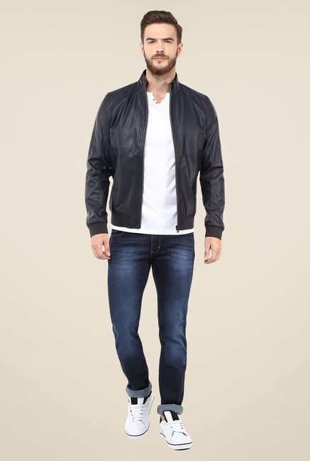 celio* Navy Solid Jacket celio* Navy Solid Jacket