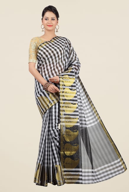 Jashn White & Black Checks Saree Jashn White & Black Checks Saree