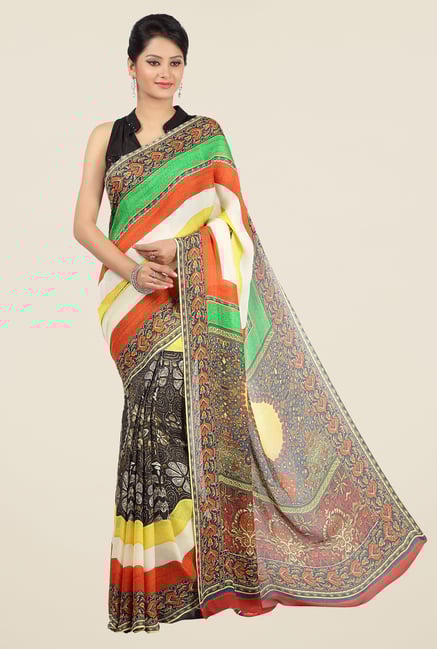 Jashn Multicolor Printed Satin Crepe Saree Jashn Multicolor Printed Satin Crepe Saree