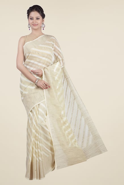 Jashn Beige & Off White Geometric Print Saree Jashn Beige & Off White Geometric Print Saree