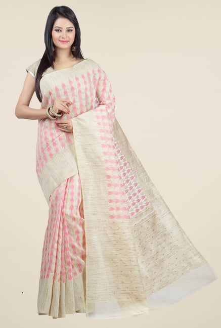 Jashn Beige & Pink Printed Saree Jashn Beige & Pink Printed Saree