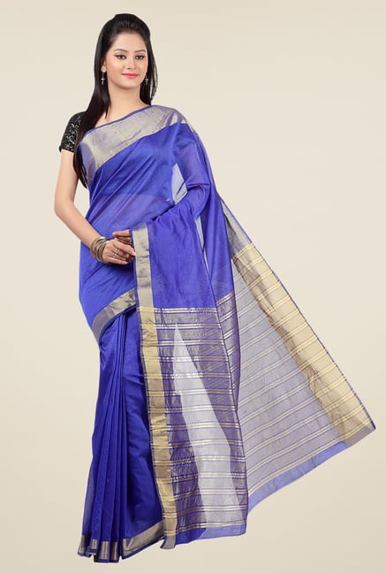 Jashn Blue Solid Saree Jashn Blue Solid Saree