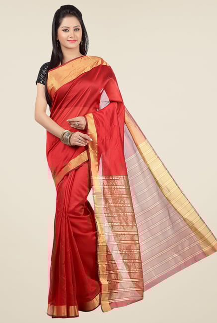 Jashn Red Solid Saree Jashn Red Solid Saree