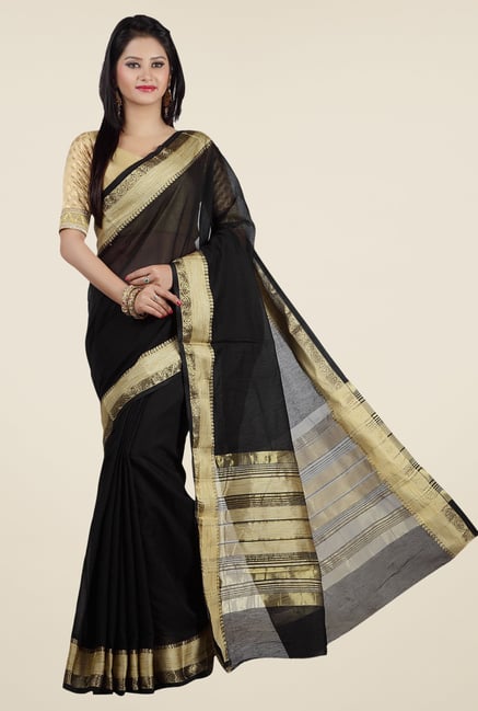Jashn Black Solid Saree Jashn Black Solid Saree