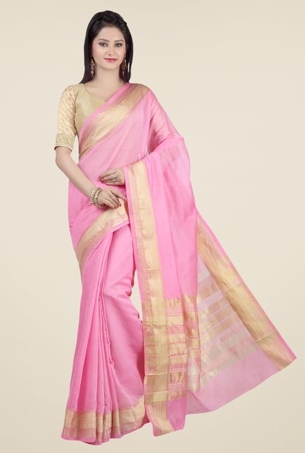 Jashn Pink Solid Saree Jashn Pink Solid Saree