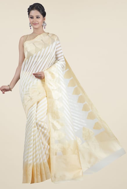 Jashn Beige & Off White Striped Saree Jashn Beige & Off White Striped Saree