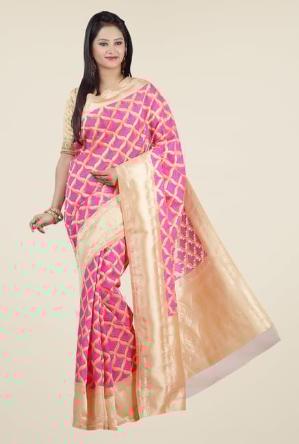 Jashn Pink & Beige Printed Saree Jashn Pink & Beige Printed Saree