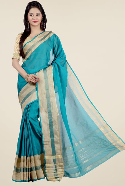 Jashn Turquoise Solid Saree Jashn Turquoise Solid Saree