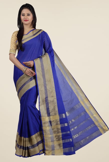 Jashn Royal Blue Solid Saree Jashn Royal Blue Solid Saree