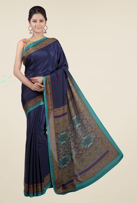 Jashn Navy Printed Saree Jashn Navy Printed Saree