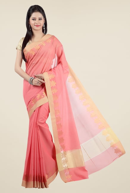 Jashn Peach Printed Saree Jashn Peach Printed Saree