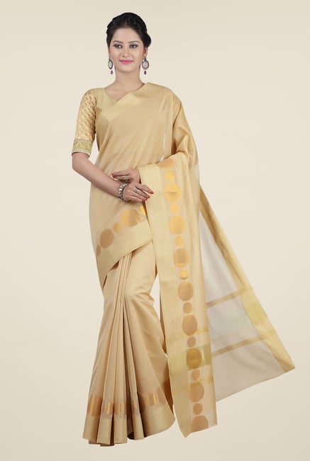 Jashn Beige Solid Saree Jashn Beige Solid Saree