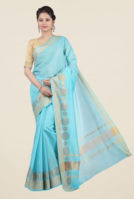 Jashn Turquoise Solid Saree Jashn Turquoise Solid Saree