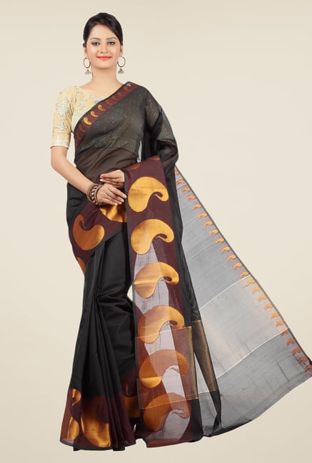 Jashn Black Paisley Print Saree Jashn Black Paisley Print Saree