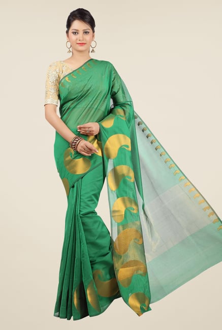 Jashn Green Paisley Print Saree Jashn Green Paisley Print Saree