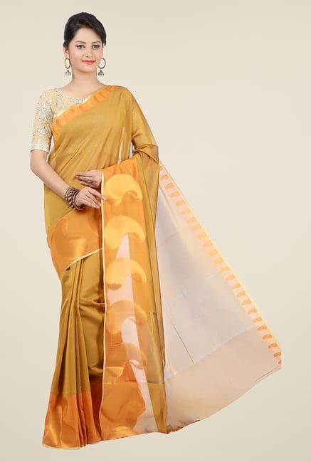 Jashn Mustard Paisley Print Saree Jashn Mustard Paisley Print Saree