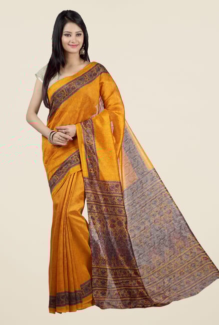 Jashn Mustard Printed Saree Jashn Mustard Printed Saree