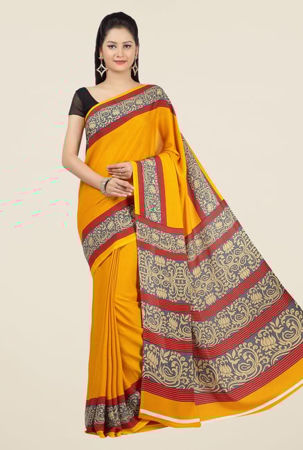 Jashn Mustard and Red Printed Saree Jashn Mustard and Red Printed Saree