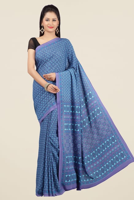 Jashn Blue Printed Saree Jashn Blue Printed Saree