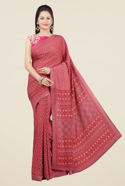 Jashn Red Printed Saree Jashn Red Printed Saree
