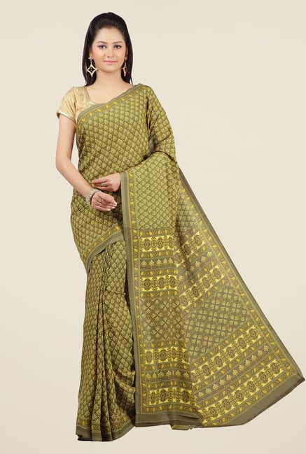 Jashn Olive Printed Saree Jashn Olive Printed Saree