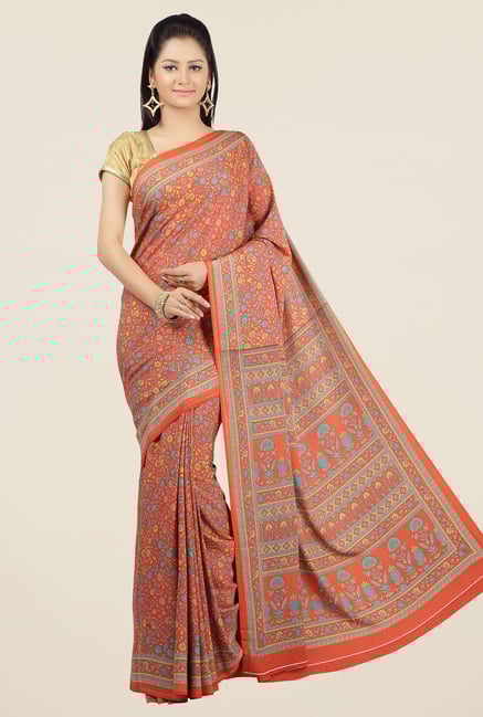 Jashn Peach Floral Print Saree Jashn Peach Floral Print Saree