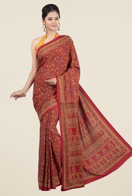 Jashn Red Floral Print Saree Jashn Red Floral Print Saree