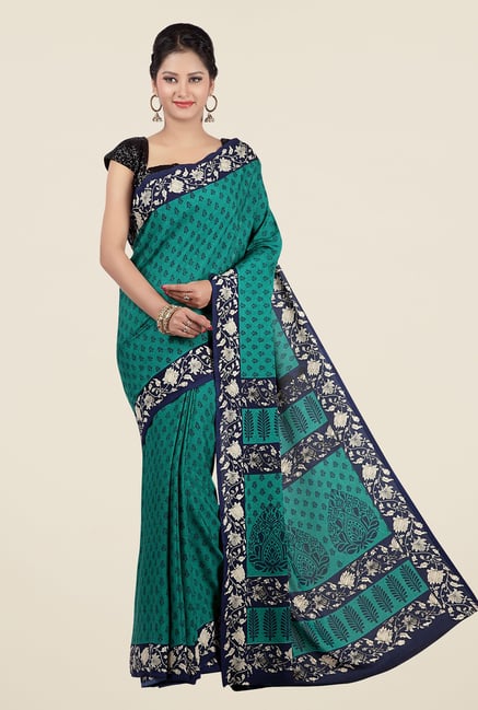 Jashn Teal Printed Saree Jashn Teal Printed Saree