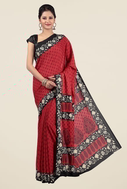 Jashn Red Printed Saree Jashn Red Printed Saree