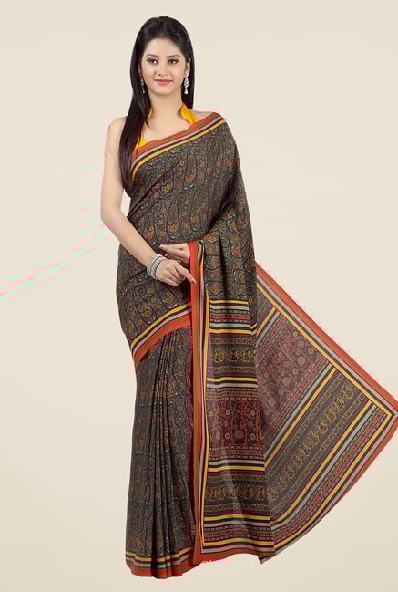 Jashn Black Floral Print Saree Jashn Black Floral Print Saree