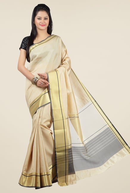 Jashn Beige Solid Saree Jashn Beige Solid Saree
