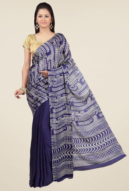 Jashn Navy Printed Saree Jashn Navy Printed Saree